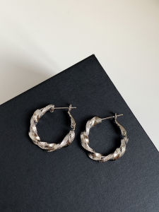 Sterling Silver Needle Fashion Special-Interest Design Twisted Metal Circle Irregular Earrings Cold Wind Ear Ring Female Hipster