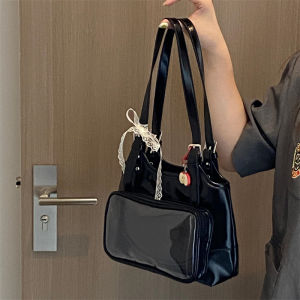 Pure Black Pain Bag 10cm Small Food Quantity Two-Way Versatile Single Shoulder Bag for Commuting And Daily Use Casual Style