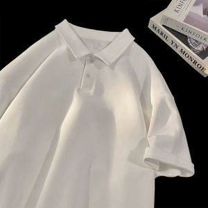 Color Block Polo Shirt Short Sleeve Mens T-Shirt Loose Fit Pure Cotton Turn-down Collar Casual Summer Fashion Youth Trend