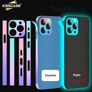 KISSCASE Dazzling Colorful Luminous Side Skin for iPhone15ProMax 14 Plus 13 12 Border Wrap Frame Cover with Camera Sticker Colorful Screen Protector