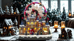 SANTAS FERRIS WHEEL AT THE CASTLE CHRISTMAS VILLAGE DISPLAY