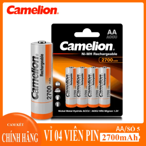 [4 VIÊN] Pin Sạc AA 2700mAh Camelion Chính Hãng - Combo 4 Viên Điện Áp 1.2V Bền Bỉ Tái Sử Dụng 500 Lần Độ Bền Cao