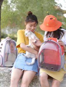 กระเป๋าสะพายสุนัขและแมว - กระเป๋าสมุดิเตอร์กระเป๋าสุนัข กระเป๋าแมว กระเป๋าสุนัข กระเป๋าแบบพกพา กระเป๋าใส่สัตว์เลี้ยงสะพายหลัง กระเป๋าใส่สัตว์​เลี้ยงทรงอวกาศ Pet Bag