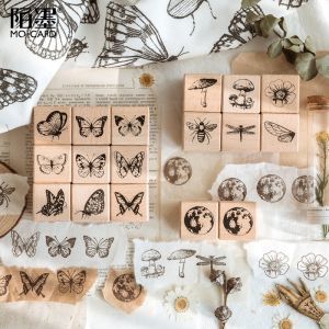 Vintage Butterfly Mushroom Stamp for Scrapbooking Junk Journaling Bee Dragonfly Decorative Craft Supplies DIY Hobby Seal