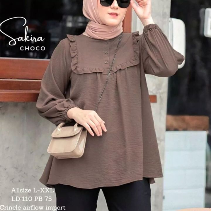 ootd kemeja crinkle hijab