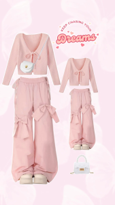 one set Wanita 3in1 ( atasan Cardigan coquette + Celana Cargo Dusty + Pashmina Setelan Cewek AM44R