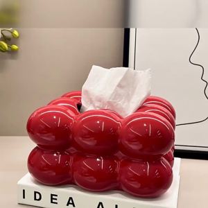Creative Red Ceramic Tissue Box High-End Luxury