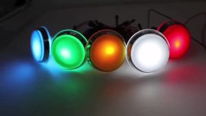 Nút LED Mạ Crôm 60mm 12V Phẳng Cho Máy Trò Chơi Điện Tử Máy Bán Hàng Tự Động Máy Chơi Game Đua Xe Trẻ Em - Trò Chơi Vận Hành Bằng Tiền Xu