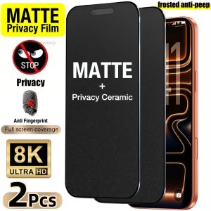 1-2PCS Privacy Matte Frosted Ceramic Screen Protectors for iPhone 18 Pro 17 16 15 14 13 12 11 Pro Max XR XS 7 8 Plus Full Cover