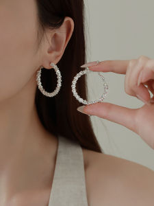 round Silver Earring Circles Womens Fashion Jewelry Stud Earrings Unique Design Sensation out Ear Rings Pair