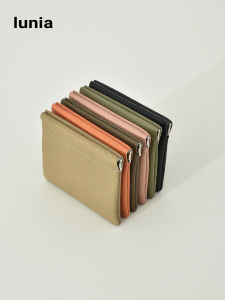 Spring Loaded Self Closing Top Layer Cowhide Leather Coin Purse Lipstick Storage Bag Hard Shell Driver License Card Holder Genuine Leather Trendy