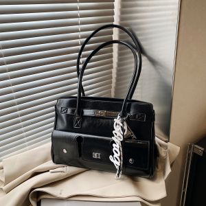 Korean Style Luxury Tote Bag Womens Commuter Single Shoulder Bag 2025 New Autumn Season Unique Design Soft PU Leather