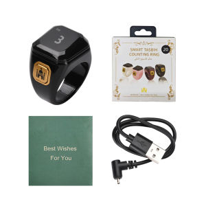 GAQQEE | OLED Digital Smart Zikr Ring Counters Bluetooth App Tasbih Tally Counter for Muslims Prayer Time Vibration Reminder Alarm Clock