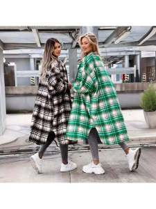 เสื้อเชิ้ตลายสก็อตผู้หญิง แขนยาว คอโปโล ทรงหลวม ผ้าฝ้าย 100% แฟชั่นฤดูใบไม้ร่วง 2024wish ทรงยาว ใหม่ล่าสุด