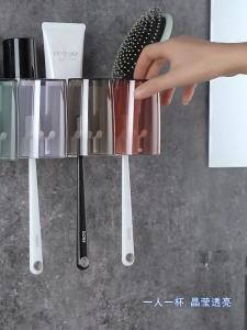 《SG local stock》Toothbrush holder free toothpaste Squeezer free cups bathroom rack storage Drill Free