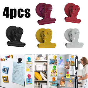 4pcs Magnetic Clip Magnets For Fridge Multifunctional Color Apply To Refrigerator Whiteboard Office Use Note List Photo Displays