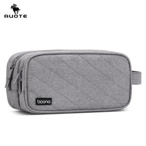 AUOTE กระเป๋าที่เก็บดิจิตอล AUOTE กระเป๋าจัดระเบียบท่องเที่ยวแบบอเนกประสงค์ความจุสองชั้นขนาดใหญ่กระเป๋าอุปกรณ์อิเล็กทรอนิกส์ความจุสูงยูเอสบีที่เก็บสายไฟกระเป๋าที่เก็บสายขนาดใหญ่อุปกรณ์เสริมกระเป๋าฮาร์ดดิสก์ถุงเก็บของอุปกรณ์เสริม