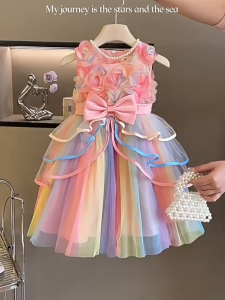 LEESIRIN Beautiful Princess Dress Pesta Anak Perempuan Wedding Floral Gaun Pesta Ulang Tahun