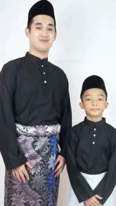 New Arrival Sempurna Baju Melayu Dewasa Warna Black Baby Blue Mocha Brown Pink Belacan Green White Slim Fit Cotton Raya