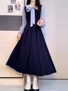 ZHENMANZI | French Layered Blue Long Sleeve Dress School Style