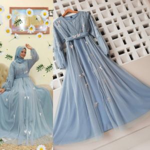 GAMIS TANIA KUPU SIZE M L XL XXL WARNA BIRU WARDAH / BRIDESMAID / GAUN WISUDA / GAMIS / BAJU KONDANGAN