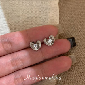 Elegant Open Heart Diamond Stud Earrings Womens Fashion Luxury Sensation Silver Matte Finish Jewelry Ear Accessories