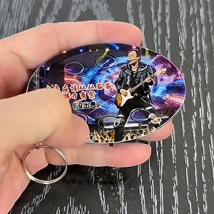 Creative Six-Key Sound-producing Keychain Fun Quirky Key Holder Versatile Oval Shape Text Pattern Festive Gift Item