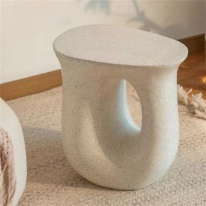 WISFOR Modern U-shaped Concrete Accent Table Garden Stool Decorative Side Table for Living Room Home Decor