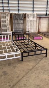 PPS เตียงเหล็ก 5 ฟุต เตียงมินิมอล (ส่งทั่วไทย) เหล็กอย่างหนา 0.8 มิล รุ่นหัวเหลี่ยม สีขาว