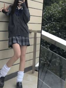 Japanese Style Jk Knitted Cardigan Basic V-Neck Open Front Sweater Outerwear Spring Autumn Student Class Uniform Set