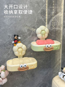 Suction Soap Box Wall Mounted Double Layer Drainage No Drilling Household High End Bathroom Balcony Soap Holder Storage Rack