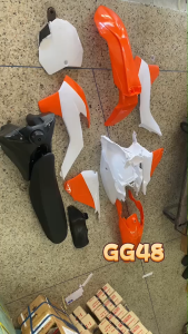 ชุดสีวิบาก เฟรมวิบาก สีขาวส้ม KTM250 แปลงใส่250-450cc รถวิบาก CRF KLX KTM TTR KX65 KSR MSX DASH แฟริ่งวิบาก ชุดสีKTM