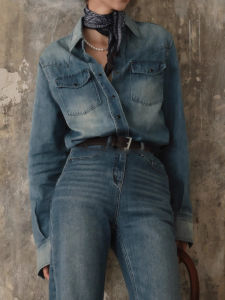 ZHILU | Retro Fashionable Loose-Fitting Slimming Casual Denim Shirt
