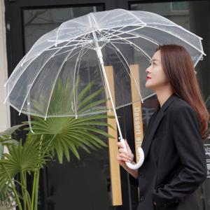 MOLORE | Durable Transparent Long Handle Curved Hook Large Double Rain Umbrella