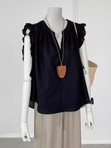 NUMEN BUTTON | Áo Sơ Mi Dây Nơ Tay Chuông Cổ V Đẹp Dáng Cho Người Đi Làm