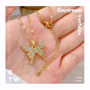 Light Luxury Temperament Gorgeous Butterfly Necklace Female Celebrity all-match Clavicle Chain Titanium Steel Chain