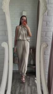 Womens Long Pants Set 2026 Summer Elegant Round Neck Sleeveless Linen Thin Pants Fashion Casual Street Vacation Two-Piece Set