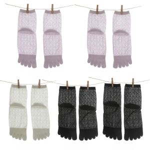 miiow | Pure Cotton Five-Finger Womens Socks Breathable Thin Summer Short Boat Socks Separate Toe Mesh Antibacterial Floral Pattern