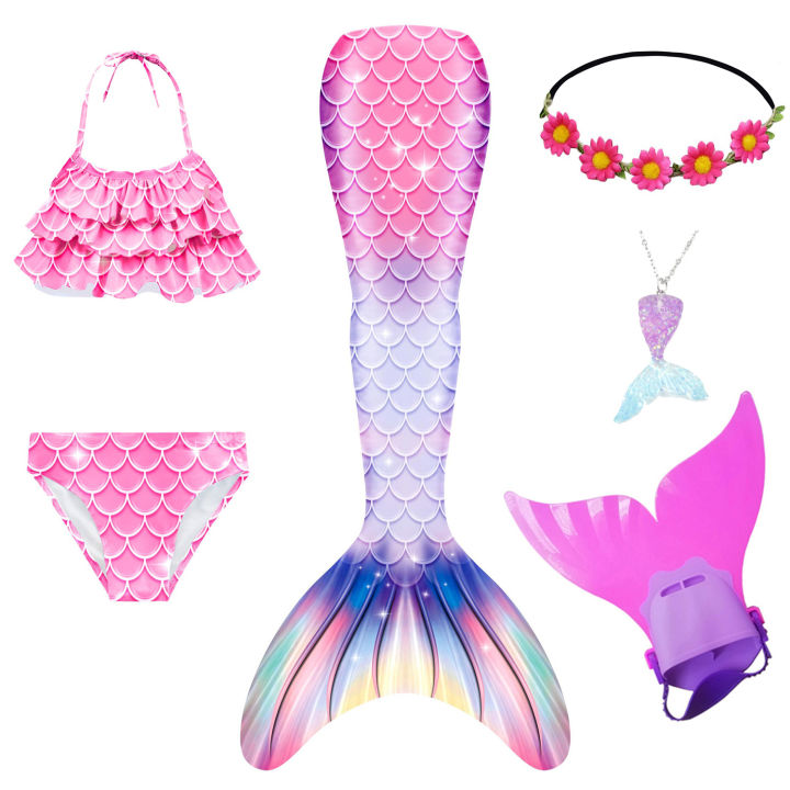 New Kids Girls Mermaid tail with Monofin Swimsuit The Little Memaid ...