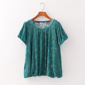 [Pu] Classy Japanese Style Brand Discount Womens Clothing Western Style Fashion Loose Elastic Double Layer Lace Small Shirt 1e103