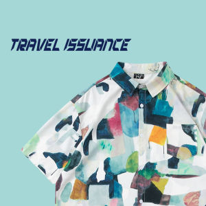 Travel Issuance Tie Dye Short Sleeve Loose Summer Hawaiian Style Shirt Casual Trendy Print Clothing for Men