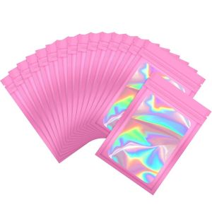 20 Pc Smell Proof Mylar Bags Resealable Odor Proof Bags Holographic Packaging Pouch Bag With Clear Window For Food