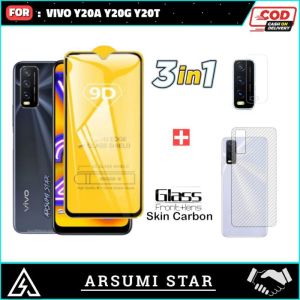 PROMO PAKET 3 IN 1 TEMPERED GLASS ANTI BLUE LIGHT VIVO Y20A Y20T Y20G - TG ANTI GORES ANTI RADIASI + ANTI GORES CAMERA + SKIN CARBON 3D