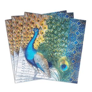 20pcs 25cm 2Ply Peacock Design Love Theme Elegant Dining Premium Paper Napkins for Wedding Party Decor DIY Decoupage Paper