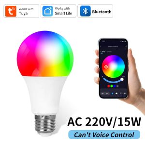 220V 110V 9W 15W 18W Tuya Smart Bluetooth LED Light Bulb Dimming E27 Color Changeable Lamp Smart Life App Control Timer Function