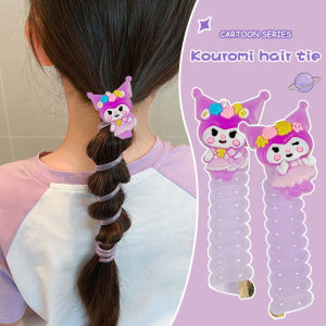 เด็กการ์ตูน Kuromi โทรศัพท์สายเชือกผมผมหางม้าคู่อุปกรณ์เสริมผมสาวผมเชือก