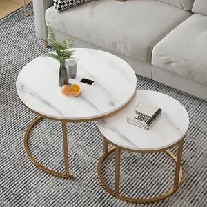 SOFTHOME Nordic Light Luxury 2-in-1 Tea Table for Small Apartment Living Room Coffee Table Imitation Rock Board