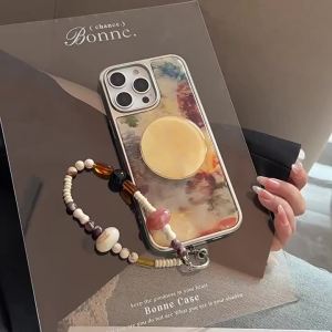 Ốp Điện Thoại Họa Tiết Đá Cẩm Thạch Hàn Quốc Cho iPhone Có Chân Đế Chống Sốc Thiết Kế Đá Cẩm Thạch Chuyển Màu Kèm Phụ Kiện Dây Đeo Tương Thích Với Nhiều Mẫu Máy.
