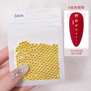 Nail Art Decorations 3D Mini Accessories Popular Gold Steel Beads Nail Tips Beauty Tools Any Skin Type 24 Months Valid