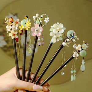 กิ๊บไม้สไตล์จีนใหม่ ผู้หญิง แฟชั่นโบราณพู่อุปกรณ์เสริมผมผม Grips โลหะผสมฝังอัญมณีเทียม